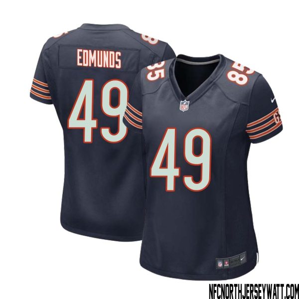 Tremaine Edmunds No 49 Chicago Bears Home Game Navy Jersey For Women – Replica