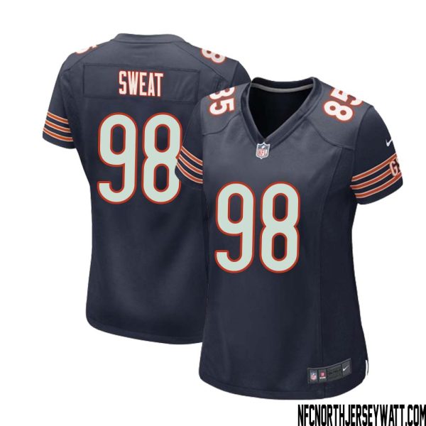 Montez Sweat No 98 Chicago Bears Home Game Navy Jersey For Women – Replica