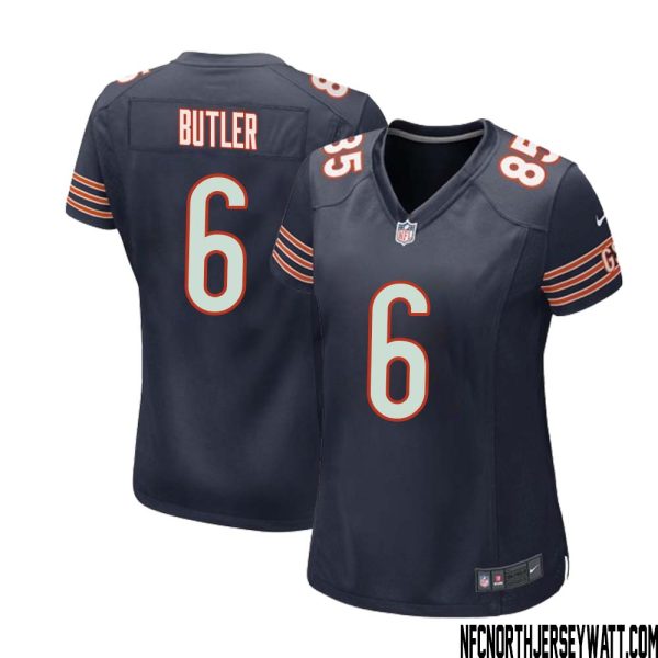 Kevin Butler No 6 Chicago Bears Home Game Navy Jersey For Women – Replica