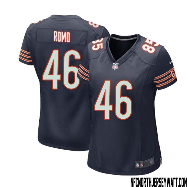 John Parker Romo No 46 Chicago Bears Home Game Navy Jersey For Women – Replica