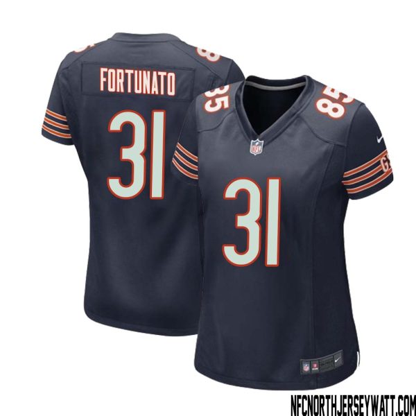 Joe Fortunato No 31 Chicago Bears Home Game Navy Jersey For Women – Replica