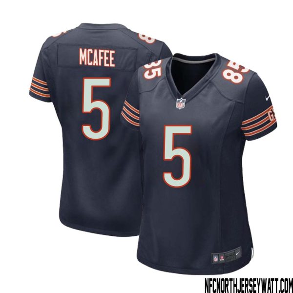 George Mcafee No 5 Chicago Bears Home Game Navy Jersey For Women – Replica
