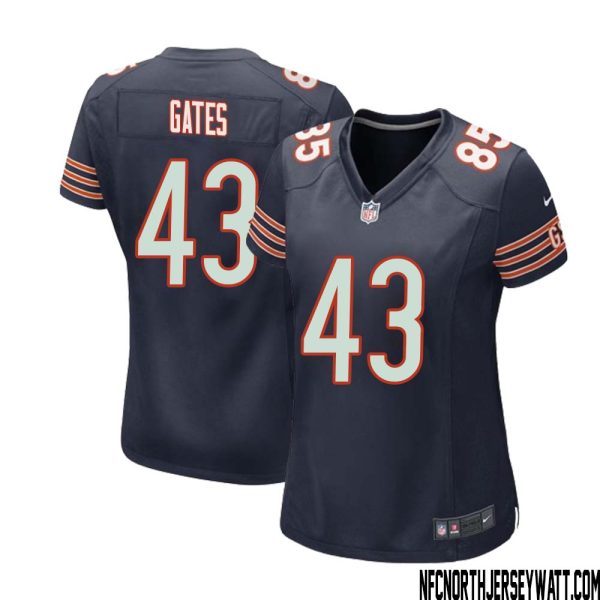 Demarquis Gates No 43 Chicago Bears Home Game Navy Jersey For Women – Replica