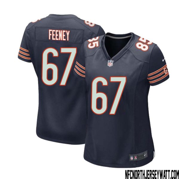 Dan Feeney No 67 Chicago Bears Home Game Navy Jersey For Women – Replica