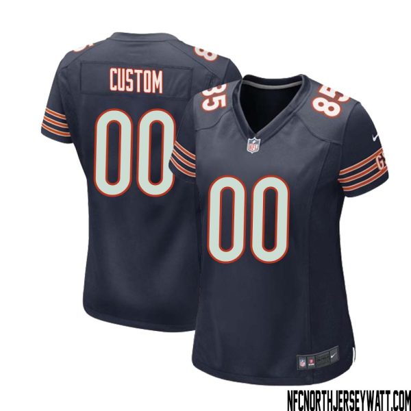 Custom No 0 Chicago Bears Home Game Navy Jersey For Women – Replica