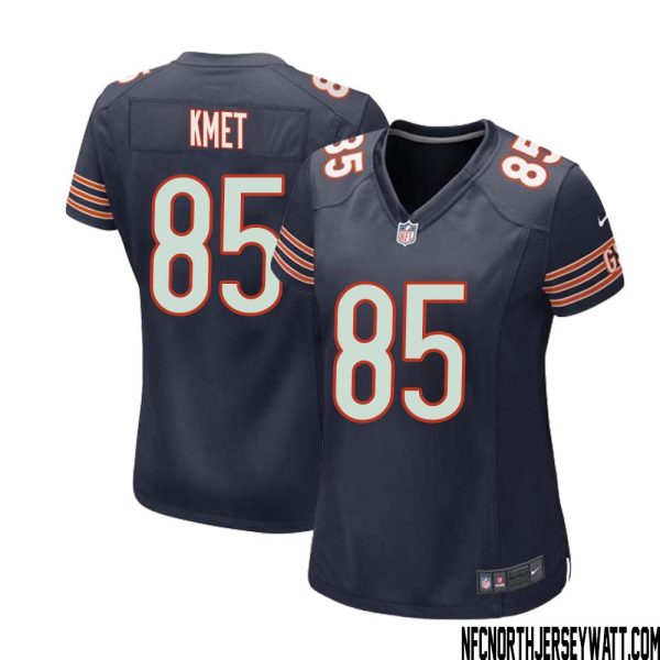 Cole Kmet No 85 Chicago Bears Home Game Navy Jersey For Women – Replica