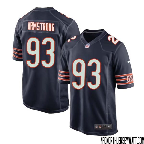 Trace Armstrong No 93 Chicago Bears Home Game Navy Jersey for Men – Replica