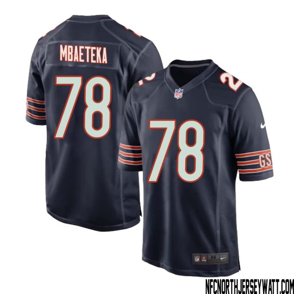 Roy Mbaeteka No 78 Chicago Bears Home Game Navy Jersey For Men – Replica
