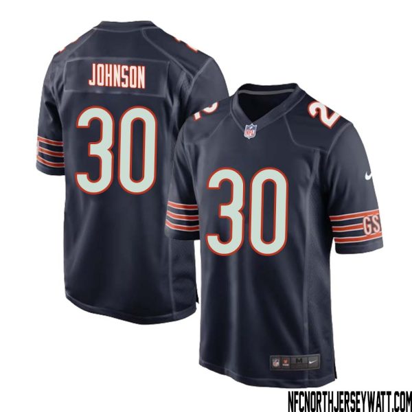 Roschon Johnson No 30 Chicago Bears Home Game Navy Jersey For Men – Replica