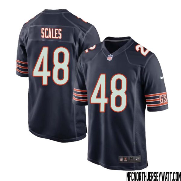 Patrick Scales No 48 Chicago Bears Home Game Navy Jersey For Men – Replica
