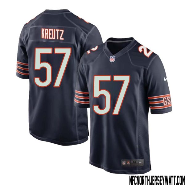 Olin Kreutz No 57 Chicago Bears Home Game Navy Jersey for Men – Replica