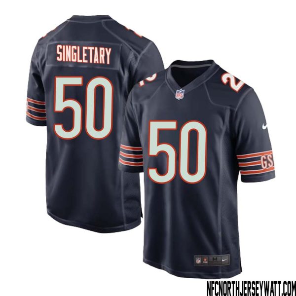Mike Singletary No 50 Chicago Bears Home Game Navy Jersey For Men – Replica