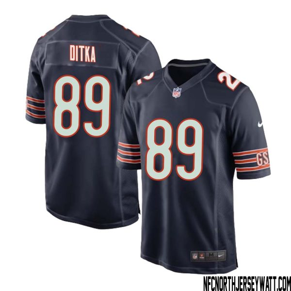 Mike Ditka No 89 Chicago Bears Home Game Navy Jersey For Men – Replica