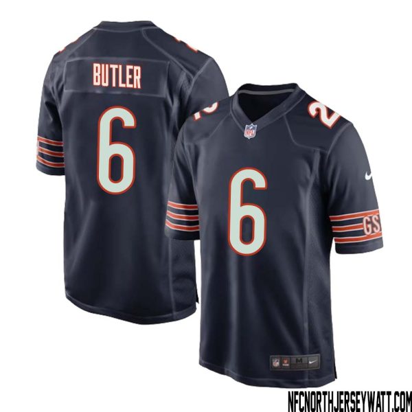 Kevin Butler No 6 Chicago Bears Home Game Navy Jersey For Men – Replica