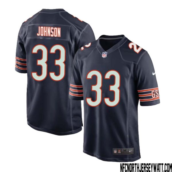 Jaylon Johnson No 33 Chicago Bears Home Game Navy Jersey For Men – Replica