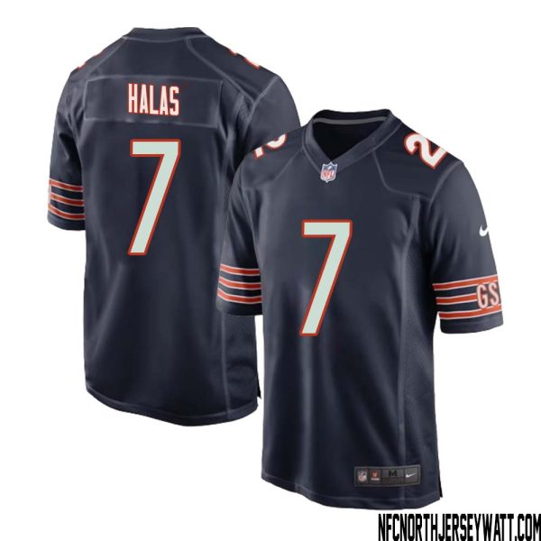 George Halas No 7 Chicago Bears Home Game Navy Jersey For Men – Replica