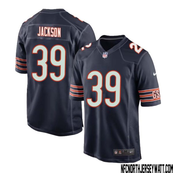 Eddie Jackson No 39 Chicago Bears Home Game Navy Jersey for Men – Replica