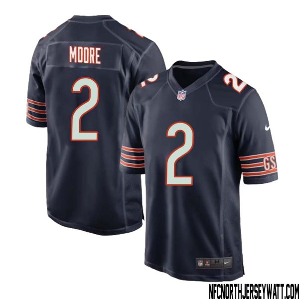 Dj Moore No 2 Chicago Bears Home Game Navy Jersey For Men – Replica