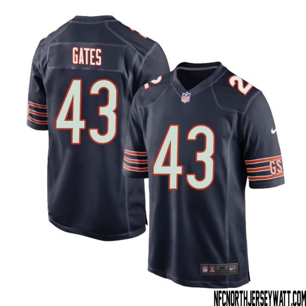 Demarquis Gates No 43 Chicago Bears Home Game Navy Jersey For Men – Replica
