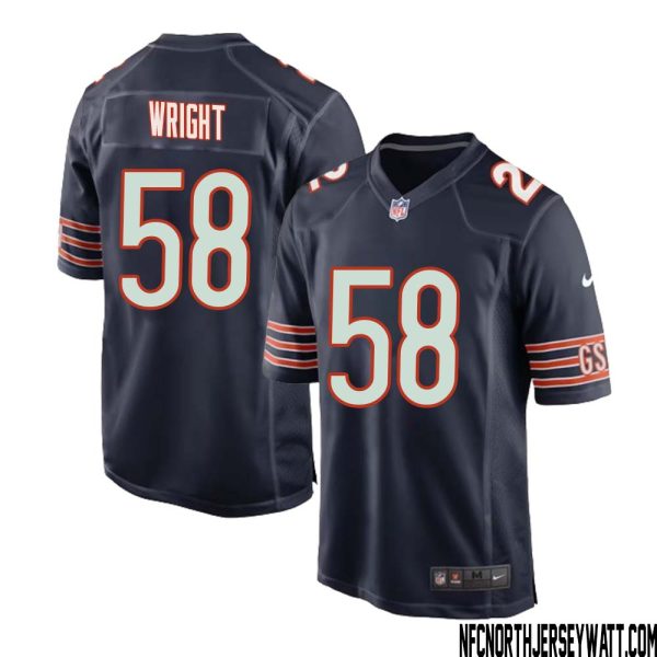 Darnell Wright No 58 Chicago Bears Home Game Navy Jersey For Men – Replica