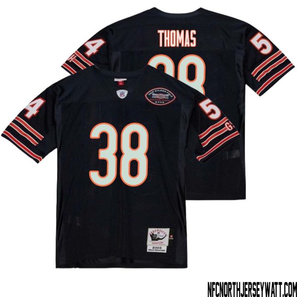 A.J. Thomas Mitchell & Ness Dark Navy Chicago Bears 2004 Throwback Retired Jersey For Men No 38 – Replica