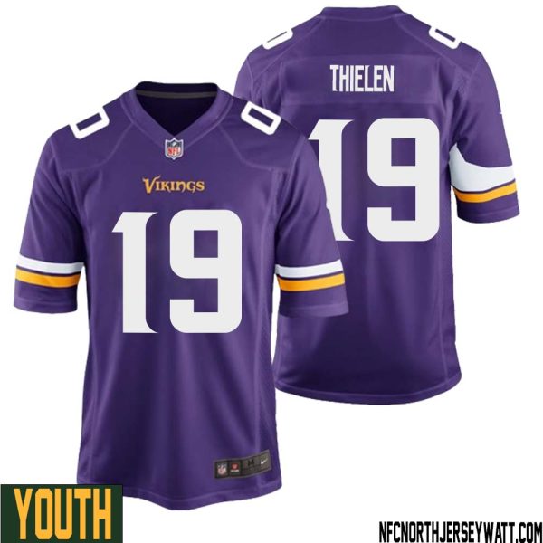 Adam Thielen No 19 Minnesota Vikings Game Jersey Court Purple For Youth – Replica