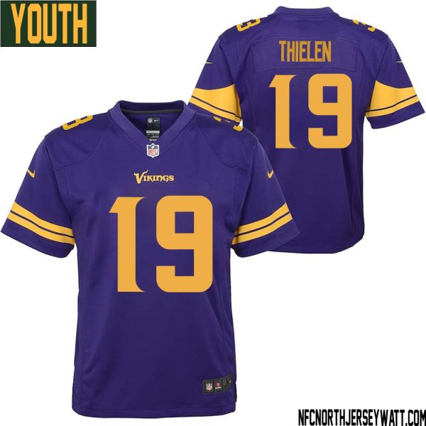 Adam Thielen No 19 Youth Purple Minnesota Vikings Color Rush Vapor Untouchable Limited Jersey- Replica