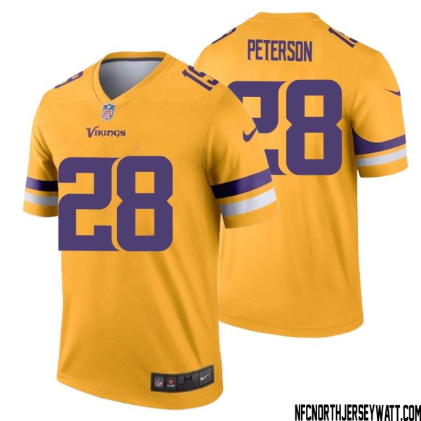 Adrian Peterson No 28 Men Minnesota Vikings Gold Inverted Legend Jersey – Replica