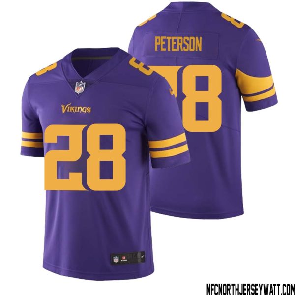 Adrian Peterson No 28 Men Purple Minnesota Vikings Color Rush Vapor Untouchable Limited Jersey- Replica