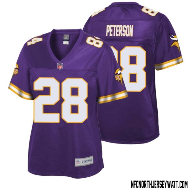 Adrian Peterson No 28 Women Nfl Pro Line Purple Minnesota Vikings Retired Player Replica Jersey