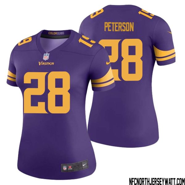 Adrian Peterson No 28 Women Purple Minnesota Vikings Color Rush Vapor Untouchable Limited Jersey- Replica