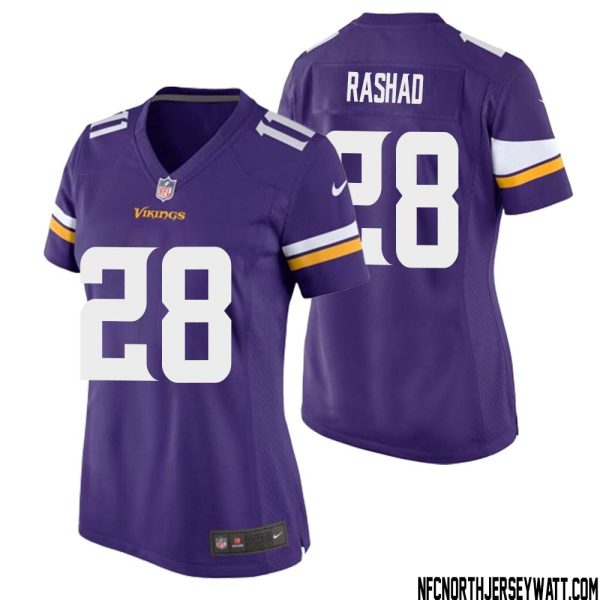 Ahmad Rashad No 28 Minnesota Vikings Game Jersey Court Purple For Womens – Replica