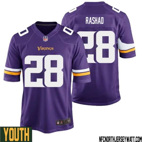 Ahmad Rashad No 28 Minnesota Vikings Game Jersey Court Purple For Youth – Replica