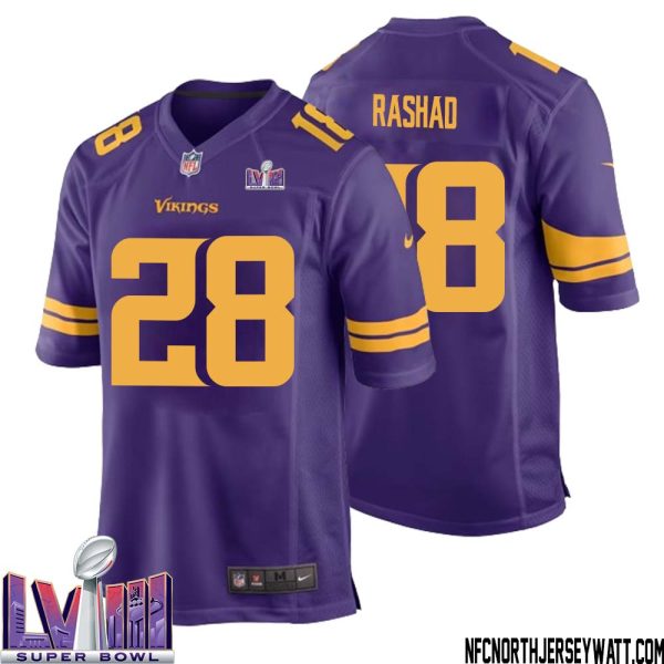 Ahmad Rashad No 28 Minnesota Vikings Super Bowl Lviii Alternate Game Jersey Purple For Men – Replica