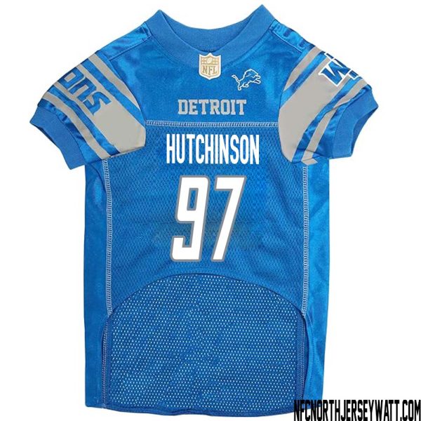 Aidan Hutchinson No 97 Blue Detroit Lions Dog Jersey – Replica