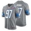 Aidan Hutchinson No 97 Mens Custom Blue Detroit Lions Super Bowl LVIII Player Home Game Jersey