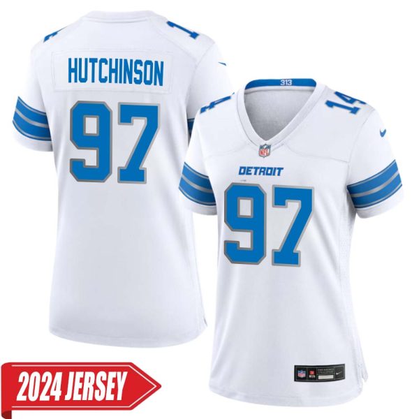 Aidan Hutchinson No 97 Woman’S Detroit Lions Away Game 2024 Jersey – White