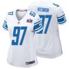 Aidan Hutchinson No 97 Womens Custom Gray Detroit Lions Alternate Super Bowl LVIII Game Jersey