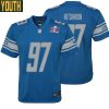 Aidan Hutchinson No 97 Youths Custom Gray Detroit Lions Alternate Super Bowl Lviii Game Jersey