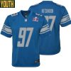 Aidan Hutchinson No 97 Womens Custom White Detroit Lions Super Bowl LVIII Away Game Jersey