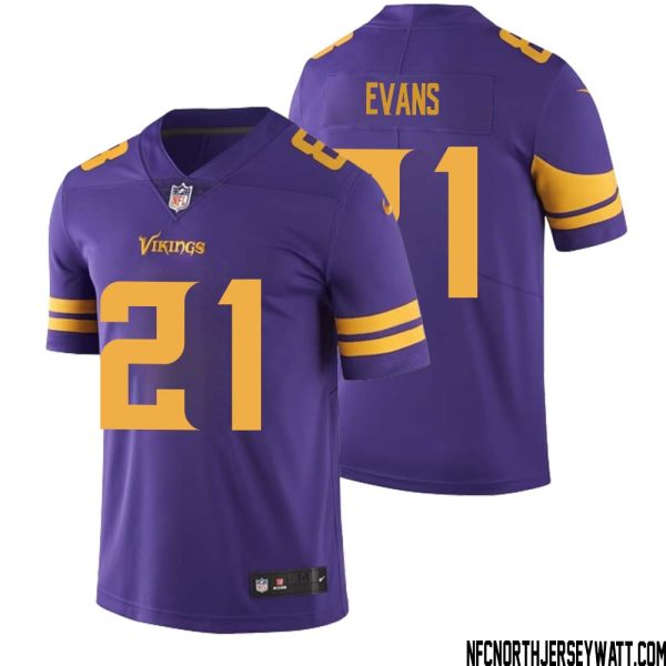 Akayleb Evans No 21 Men Purple Minnesota Vikings Color Rush Vapor Untouchable Limited Jersey- Replica