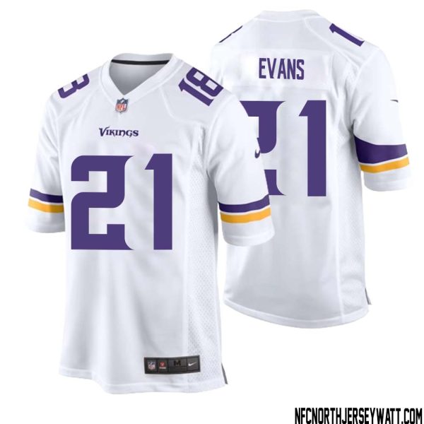 Akayleb Evans No 21 Men White Minnesota Vikings Game Player Away Jersey – Replica