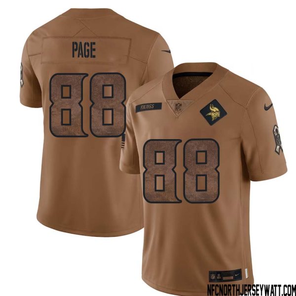 Alan Page No 88 Men Brown Minnesota Vikings 2023 Salute To Service Limited Jersey – Replica