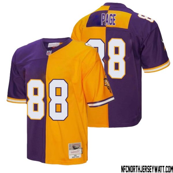 Alan Page No 88 Men Mitchell & Ness Purple Gold Minnesota Vikings 1998 Split Legacy Replica Jersey