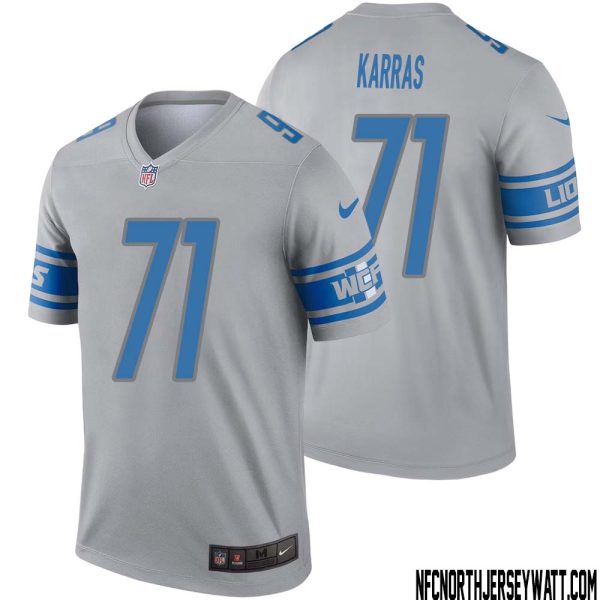 Alex Karras No 71 Men Gray Detroit Lions Inverted Legend Jersey – Replica
