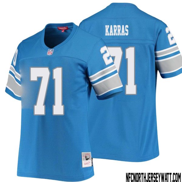 Alex Karras No 71 Women Mitchell & Ness Blue Detroit Lions 1996 Legacy Replica Jersey