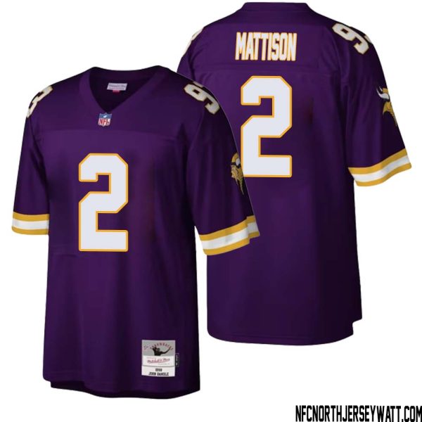 Alexander Mattison No 2 Men Mitchell & Ness Purple Minnesota Vikings Legacy Replica Jersey