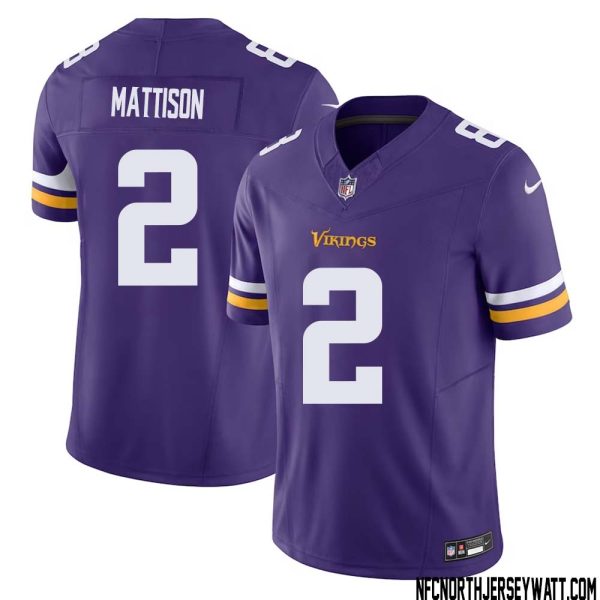 Alexander Mattison No 2 Men Purple Minnesota Vikings Vapor F.u.s.e. Limited Jersey- Replica