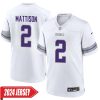 Alexander Mattison No 2 Woman’S Minnesota Vikings White Alternate Custom Game 2024 Jersey