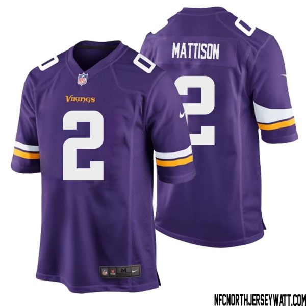 Alexander Mattison No 2 Minnesota Vikings Game Jersey Court Purple For Mens – Replica